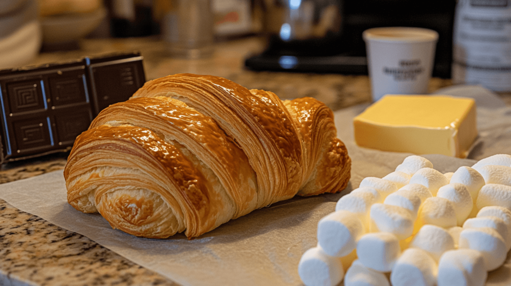 Ingredients for the Ultimate Chocolate and Marshmallow Croissant