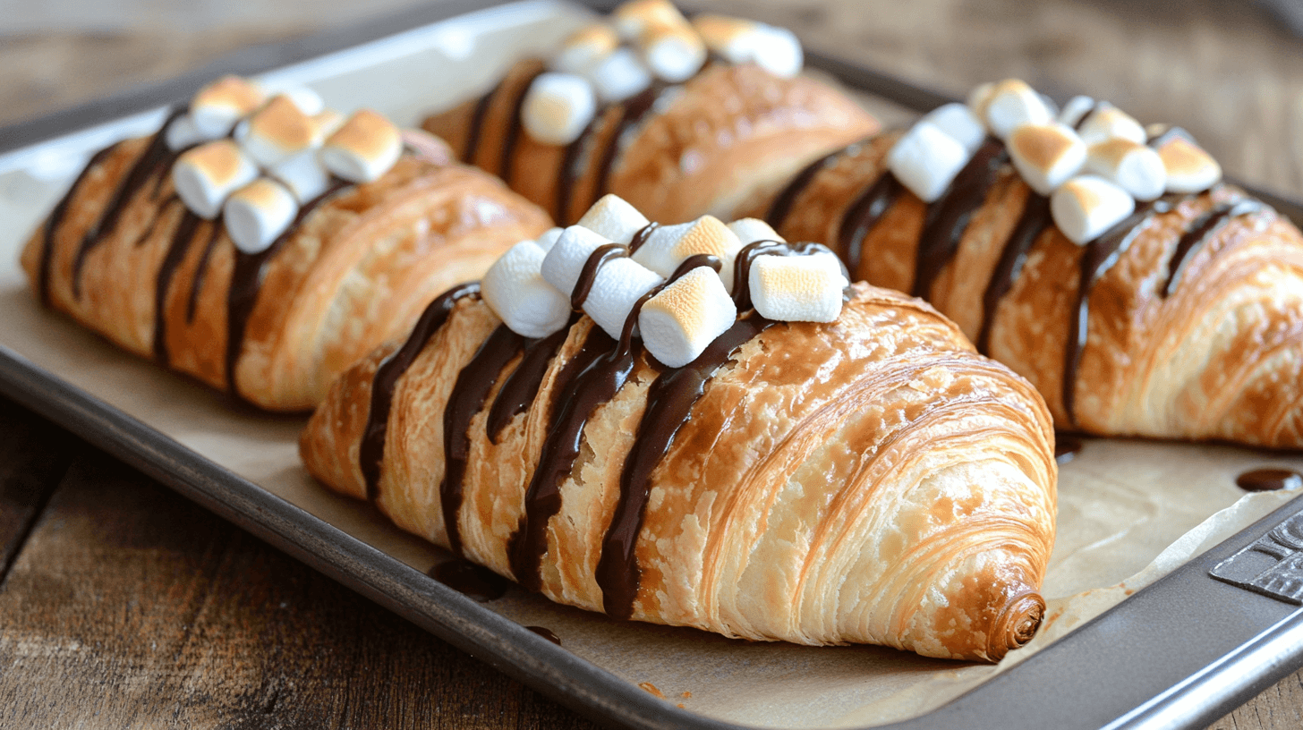 Gooey Croissant s’more with Melted Chocolate and Marshmallows