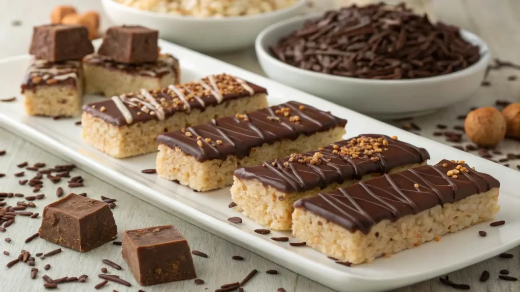 Chocolate Covered Rice Krispie Treats with a Crunchy Twist