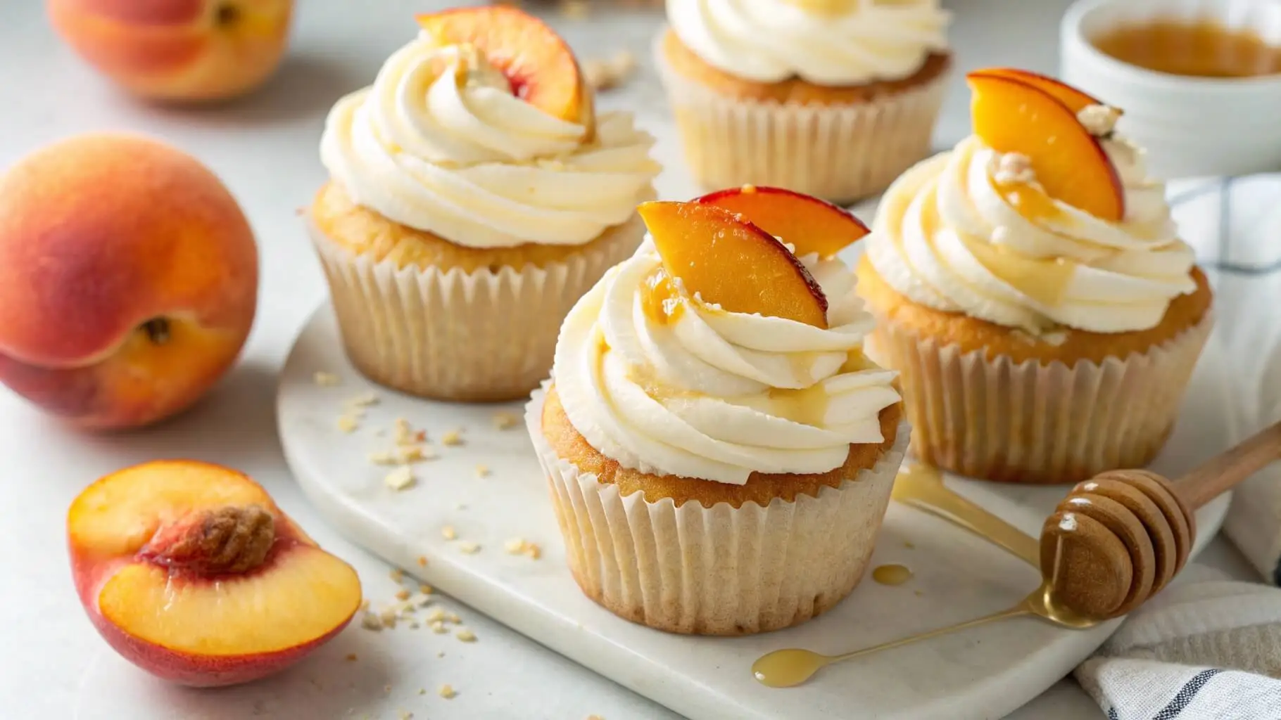 honey peach cream cheese cupcakes